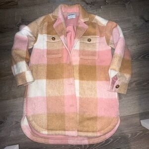 Old Navy Pink and Tan Plaid Jacket